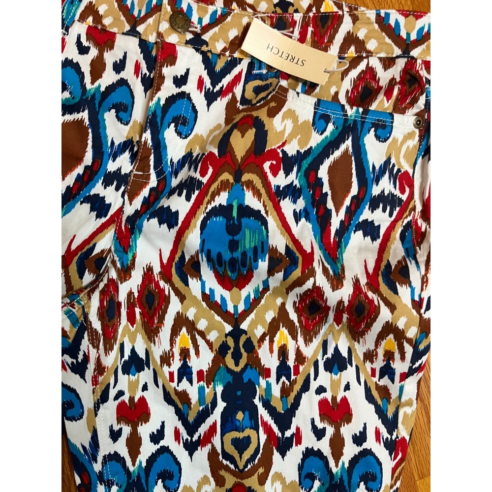 Jones New York Sport Multi Color Ikat Print Stretch Cropped Trousers 12 NWT $74 - Picture 2 of 7